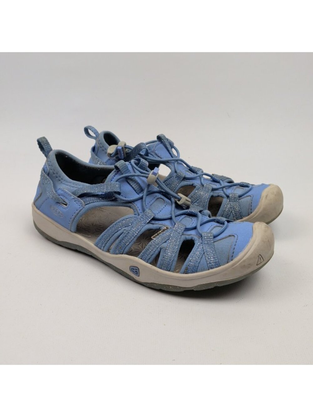 Keen Moxie Sport Sandals Youth Size 2 Sparkle Aqua Blue Outdoor Water Shoes